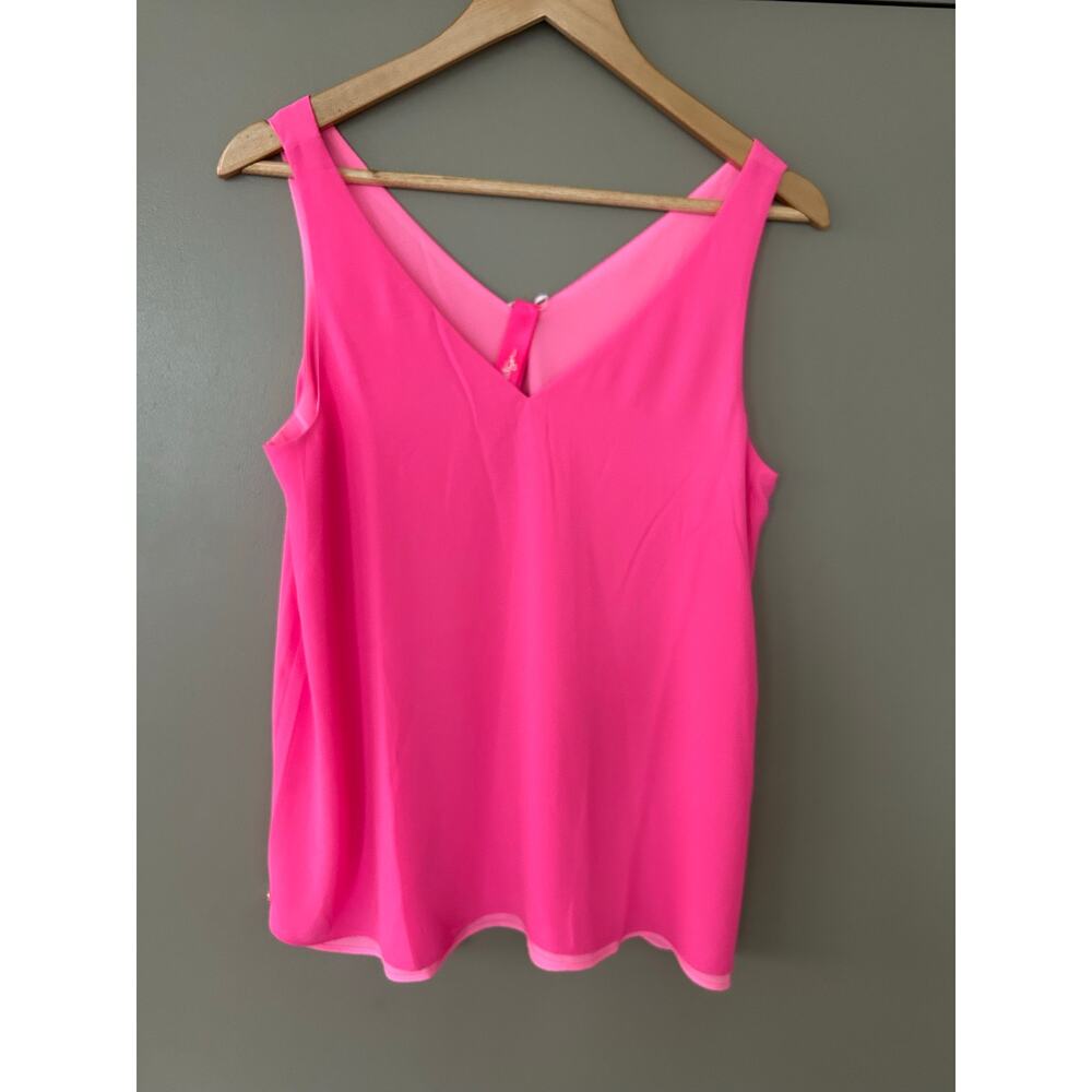 Lilly Pulitzer Florin Reversible vibrant pink Tank V-Neck Lileeze  summer beach